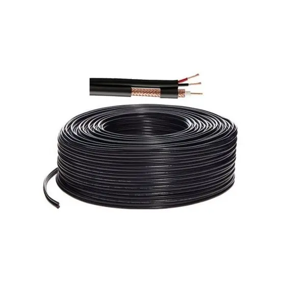 Cablu coaxial RG59 cu 2 conductoare de alimentare 2×0.75mm CCS, rola 100m