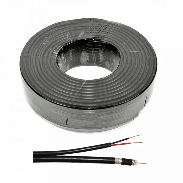 Cablu coaxial RG59 cu alimentare 2×0,75 mm, cupru 100%, rola 100 m