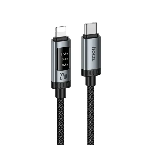 Cablu Date/Incarcare HOCO Display U148, USB-C - Lightning, 27W, 1.2m (Negru)