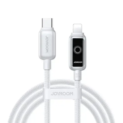 Cablu Date/Incarcare Joyroom S-A55 StarFlight Display, USB-C - Lightning, 30W, 1.2m (Alb)