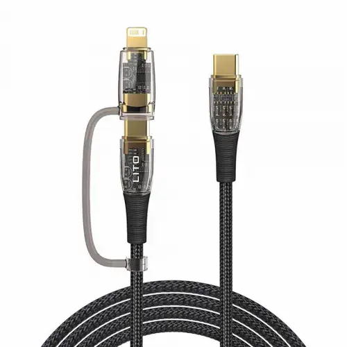 Cablu Date/Incarcare Lito LD12, USB-C - Lightning/USB-C, 60W, 1.2m (Negru)