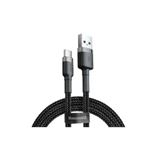 Cablu Date si Incarcare Baseus Cafule CATKLF-CG1, USB la USB Type-C, 2m, Gri - Negru