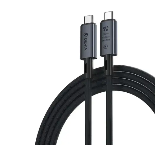 Cablu Date si Incarcare DEVIA EC641, USB-C - USB-C, 240W, 1m (Negru)