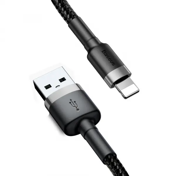Cablu Date si Incarcare USB-A - Lightning Baseus Cafule, 18W, 3m, Gri CALKLF-RG1
