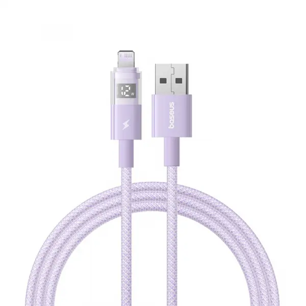 Cablu Date si Incarcare USB-A - Lightning Baseus Display 2, 12W, 2m, Mov P10382700511-01