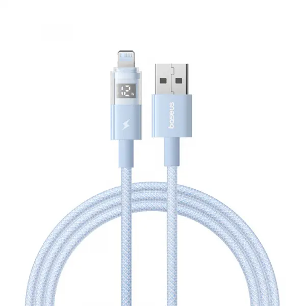 Cablu Date si Incarcare USB-A - Lightning Baseus Display 2, 12W, 2m, Albastru P10382700311-01