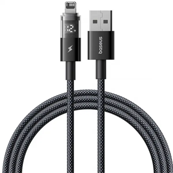 Cablu Date si Incarcare USB-A - Lightning Baseus Display 2, 12W, 2m, Negru P10382700121-01
