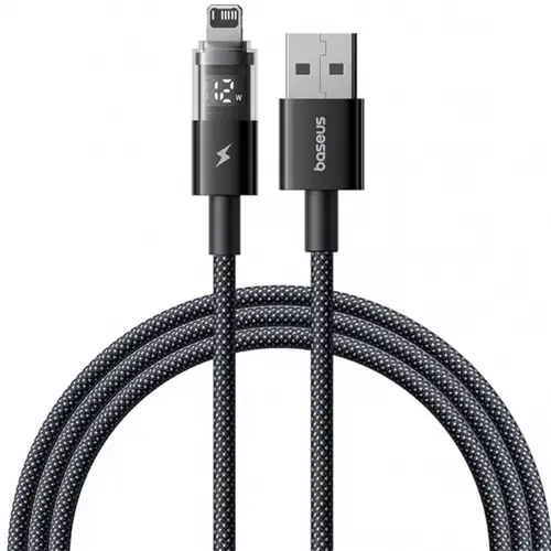 Cablu Date si Incarcare USB-A - Lightning Baseus Display 2 P10382700121-01, 18W, 2m, Negru