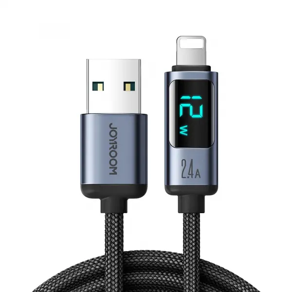 Cablu Date si Incarcare USB-A - Lightning Joyroom S-A16 Prism Display, 12W, 1.2m, Negru