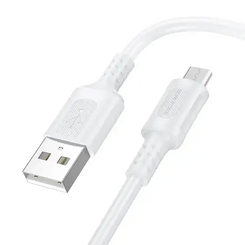 Cablu Date si Incarcare USB-A - microUSB Borofone BX111 Feliz, 18W, 1m, Alb
