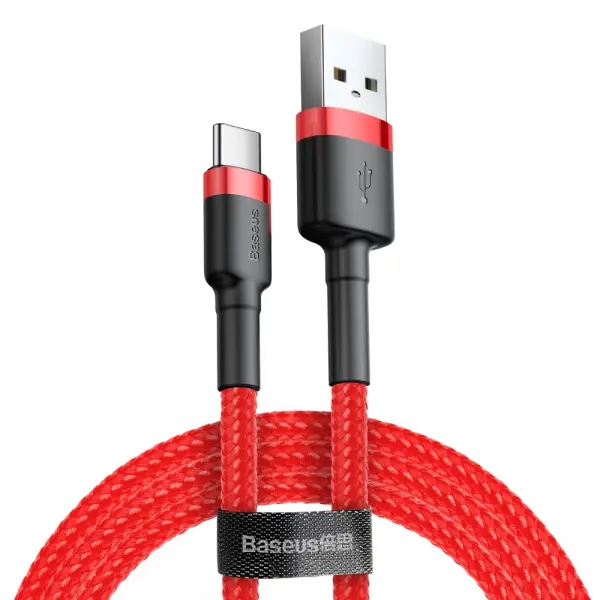 Cablu Date si Incarcare USB-A - USB-C Baseus Cafule, 60W, 0.5m, Rosu CATKLF-A09