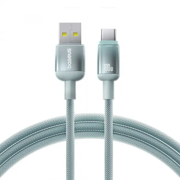 Cablu Date si Incarcare USB-A - USB-C Baseus Discolor, 100W, 1m, Albastru Verde E0420801