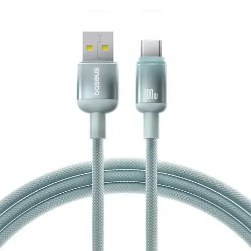 Cablu Date si Incarcare USB-A - USB-C Baseus Discolor E0418500, 100W, 2m, Verde