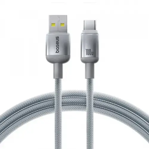 Cablu Date si Incarcare USB-A - USB-C Baseus Discolor E0420803, 100W, 1m, Argintiu