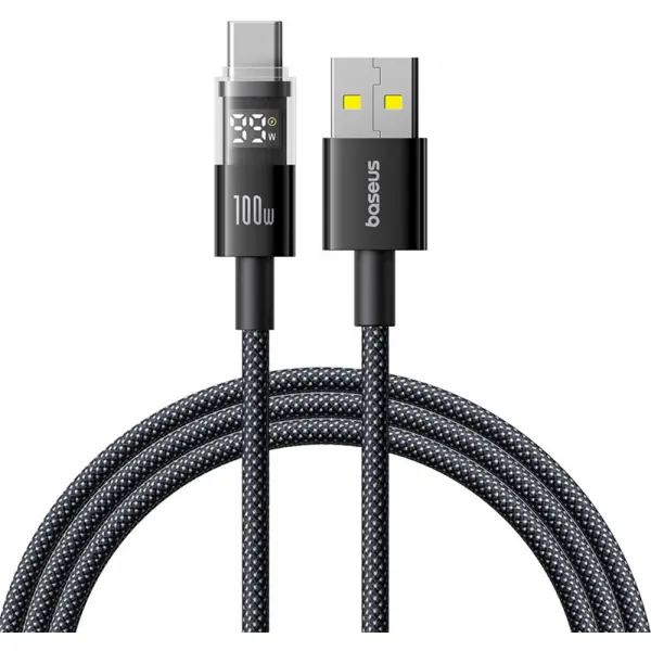 Cablu Date si Incarcare USB-A - USB-C Baseus Display 2, 100W, 2m, Negru P10382701111-00