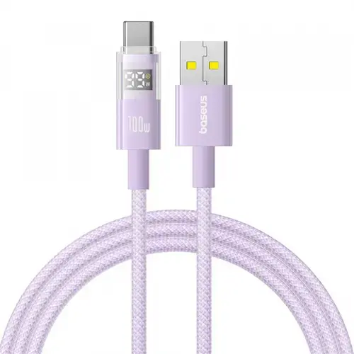 Cablu Date si Incarcare USB-A - USB-C Baseus Display 2 P10382701511-00, 100W, 1m, Mov