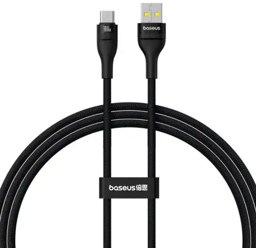 Cablu Date si Incarcare USB-A - USB-C Baseus Flash Series II, P10311804111-00, 100W, 1m, Negru