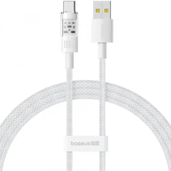 Cablu Date si Incarcare USB-A - USB-C Baseus Gem, 100W, 2m, Alb P10373002211-01