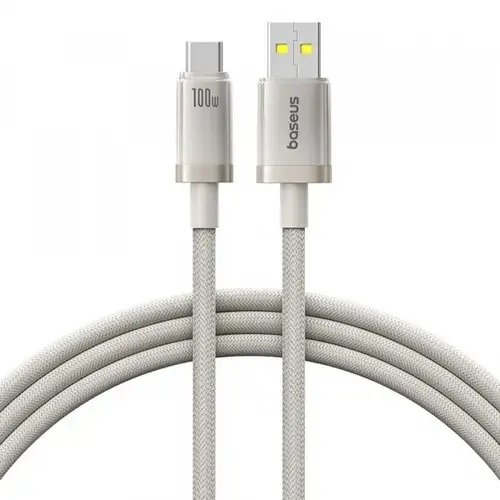 Cablu Date si Incarcare USB-A - USB-C Baseus P10378102G21-00 Titanium, 100W, 1m, Argintiu