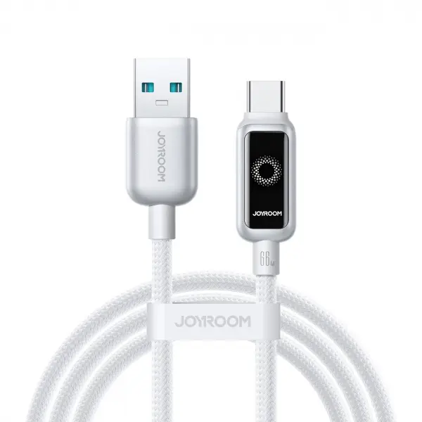 Cablu Date si Incarcare USB-A - USB-C Joyroom S-A55 StarFlight Display, 66W, 1.2m, Alb
