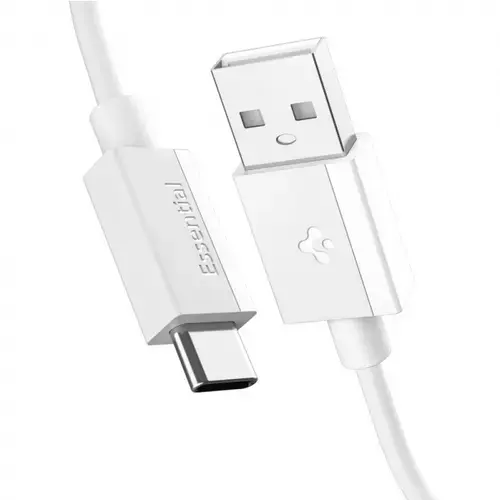 Cablu Date si Incarcare USB-A - USB-C Spigen Essential, 60W, 1m, Alb