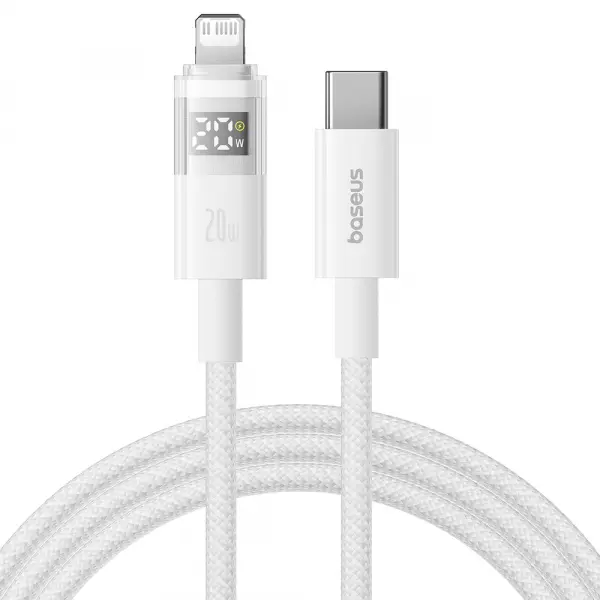 Cablu Date si Incarcare USB-C - Lightning Baseus Display 2, 20W, 2m, Alb P10382703211-01