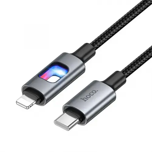 Cablu Date si Incarcare USB-C - Lightning HOCO U144 Led, 27W, 1.2m, Negru