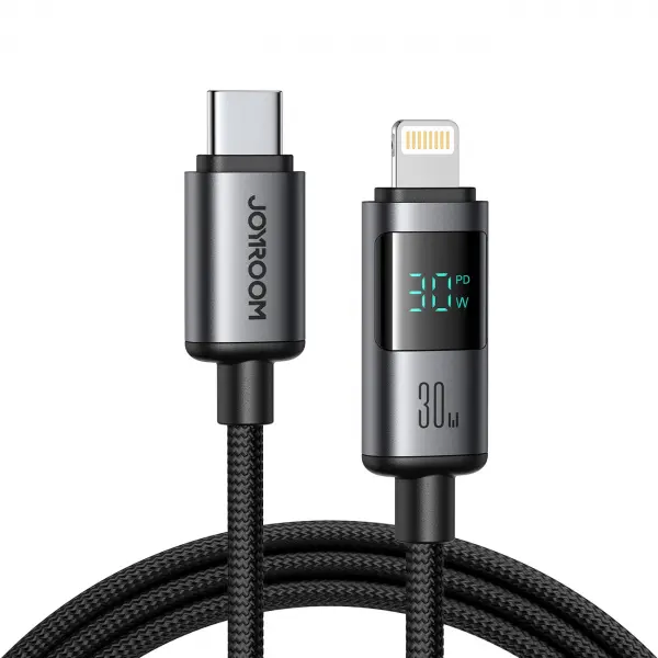 Cablu Date si Incarcare USB-C - Lightning Joyroom S-A16 Pro Prism Display, 30W, 1.2m, Negru