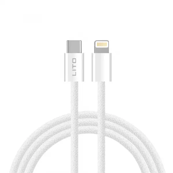 Cablu Date si Incarcare USB-C - Lightning Lito LD04CL, 27W, 2m, Alb