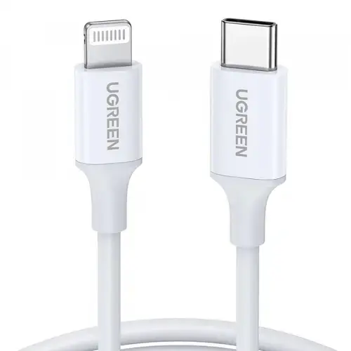 Cablu Date si Incarcare USB-C - Lightning UGREEN US171 (10493), 20W, 1m, Alb