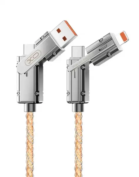 Cablu Date si Incarcare USB-C / USB-A - USB-C / Lightning XO Design NB276, 60W, 1m, Gri