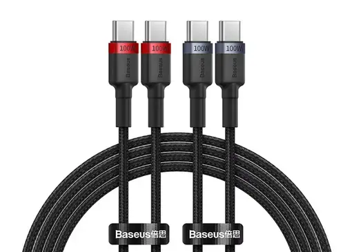 Cablu Date si Incarcare USB-C - USB-C Baseus Cafule, 100W, 1m, Set 2 bucati