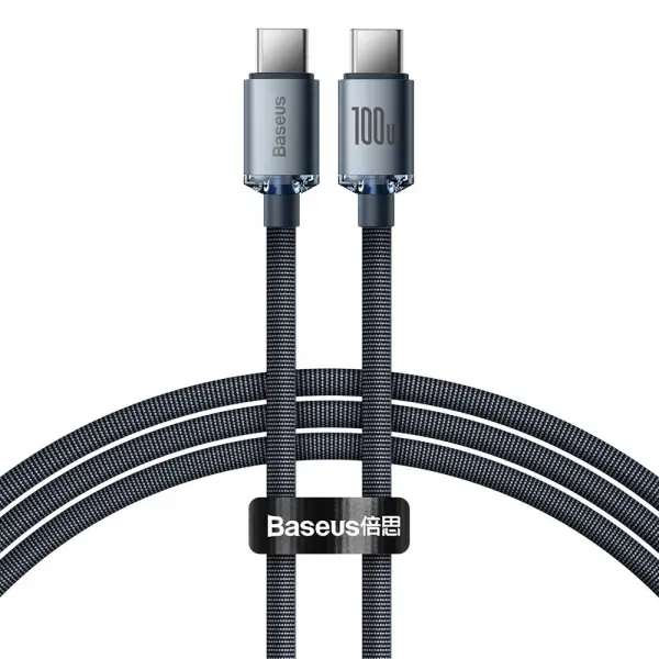 Cablu Date si Incarcare USB-C - USB-C Baseus Crystal Shine Series, 100W, 1.2m, Negru CAJY000601