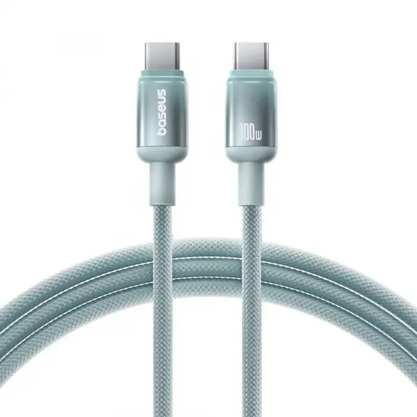 Cablu Date si Incarcare USB-C - USB-C Baseus Discolor, 100W, 1m, Albastru Verde E0420702
