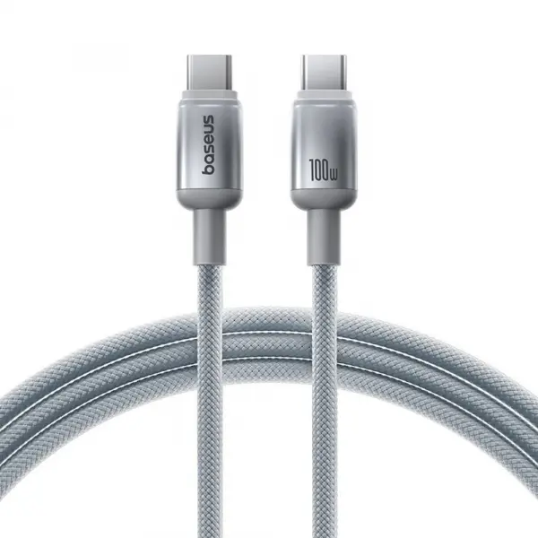 Cablu Date si Incarcare USB-C - USB-C Baseus Discolor, 100W, 2m, Argintiu E0420800