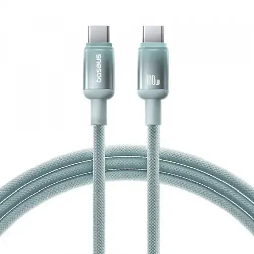 Cablu Date si Incarcare USB-C - USB-C Baseus Discolor E0420703, 100W, 2m, Verde