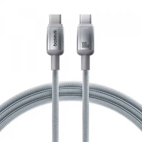 Cablu Date si Incarcare USB-C - USB-C Baseus Discolor E0420800, 100W, 2m, Argintiu