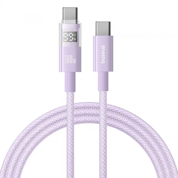 Cablu Date si Incarcare USB-C - USB-C Baseus Display 2, 100W, 1m, Mov P10382702511-00