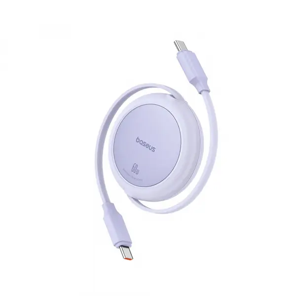 Cablu Date si Incarcare USB-C - USB-C Baseus Free2Pull Mini Retractable, 60W, 1m, Mov P10364500511-01