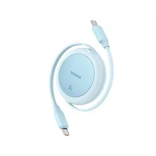 Cablu Date si Incarcare USB-C - USB-C Baseus Free2Pull Mini Retractable P10364500311-01, 60W, 1m, Albastru