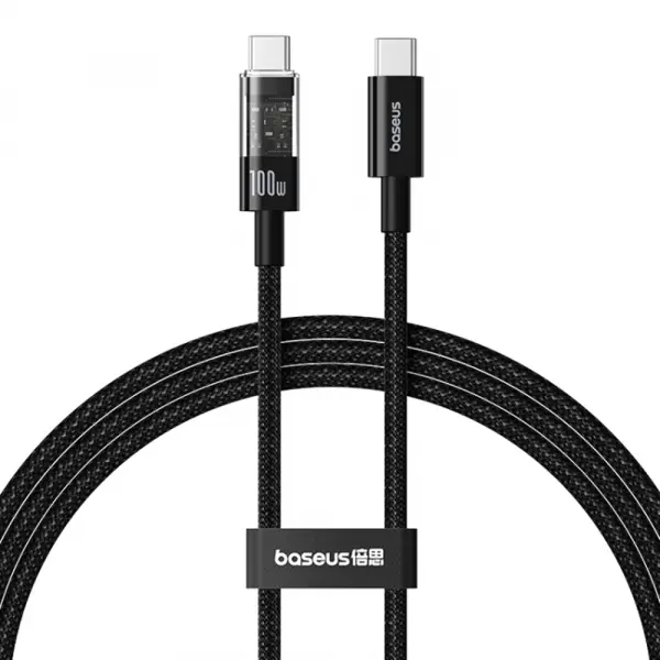 Cablu Date si Incarcare USB-C - USB-C Baseus Gem, 100W, 1m, Negru P10373000111-00
