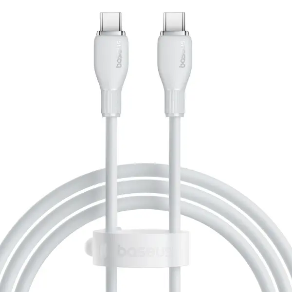 Cablu Date si Incarcare USB-C - USB-C Baseus Pudding, 100W, 1.2m, Alb P10355702221-00
