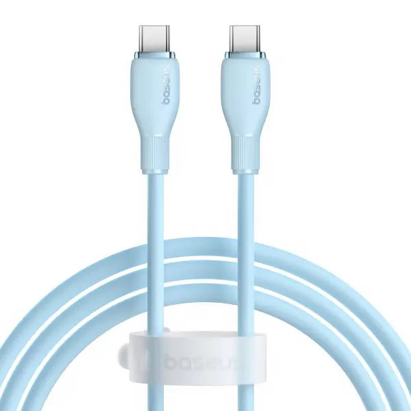 Cablu Date si Incarcare USB-C - USB-C Baseus Pudding, 100W, 1.2m, Albastru P10355702311-00