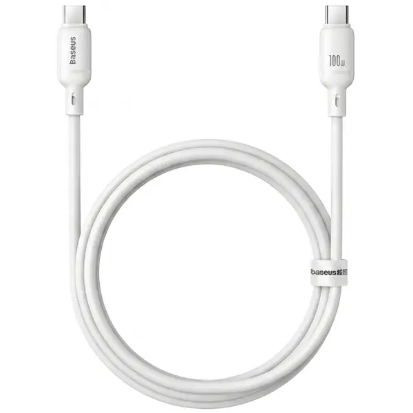 Cablu Date si Incarcare USB-C - USB-C Baseus Silky, 100W, 1m, Alb P10377704213-00