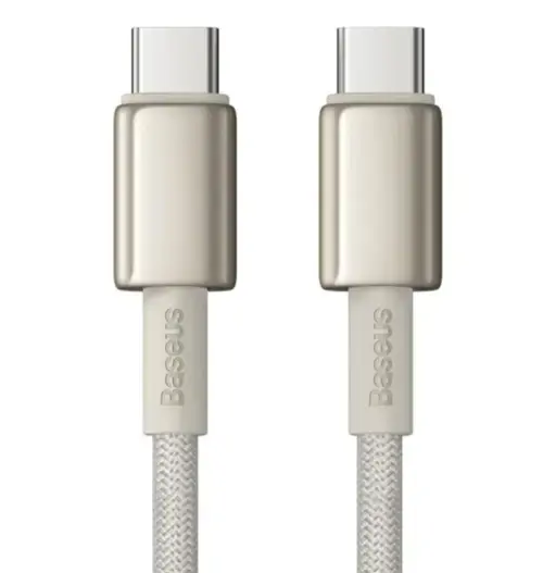 Cablu Date si Incarcare USB-C - USB-C Baseus Tungsten Gold, P10319800G21-01, 100W, 2m, Auriu