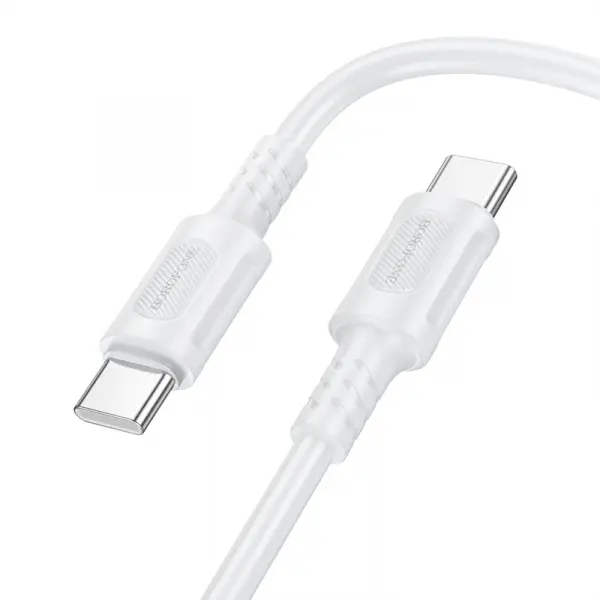 Cablu Date si Incarcare USB-C - USB-C Borofone BX111 Feliz, 60W, 1m, Alb