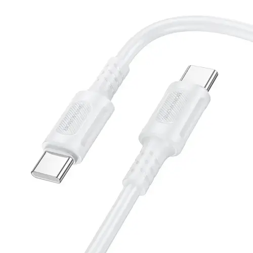 Cablu Date si Incarcare USB-C - USB-C Borofone BX111 Feliz, 60W, 1m, Alb