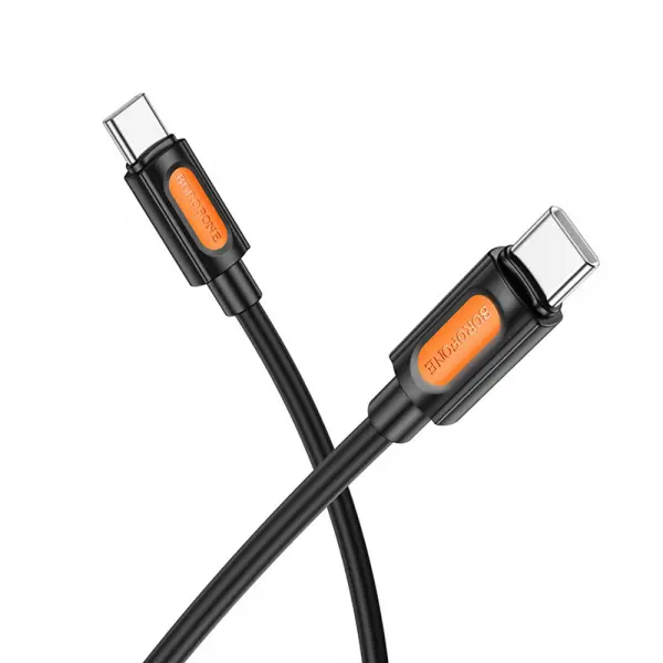 Cablu Date si Incarcare USB-C - USB-C Borofone BX114 Silicone, 60W, 1m, Negru
