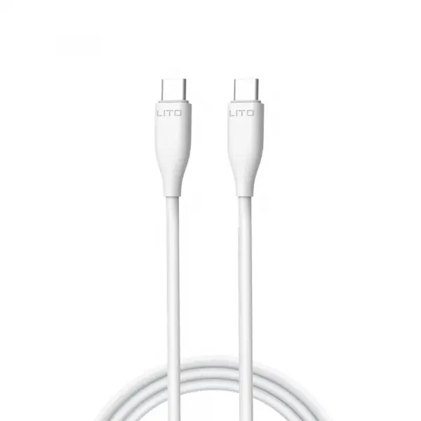 Cablu Date si Incarcare USB-C - USB-C Lito LD03, 60W, 1m, Alb