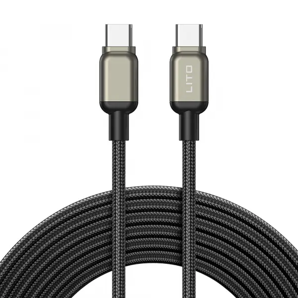Cablu Date si Incarcare USB-C - USB-C Lito LD17, 100W, 1m, Negru